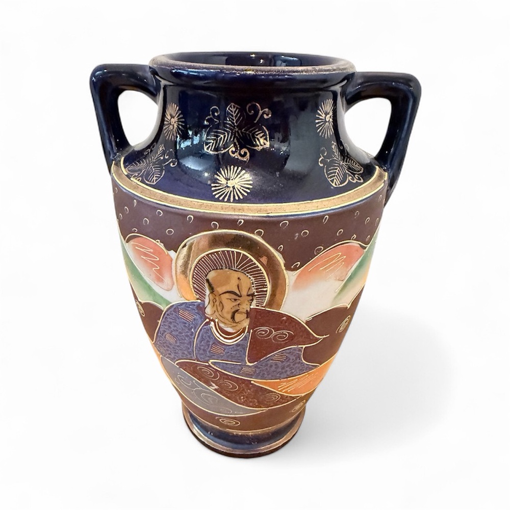 Elegant Blue Ceramic Vase from Meiji Period - Japan.  Item over 110 Years Old.